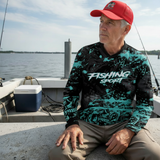 Angler in turquoise jersey with red Spinallis hat